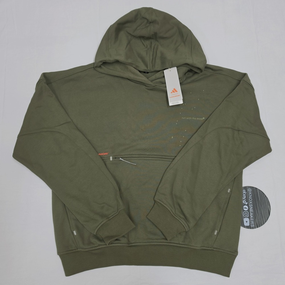Adidas H.Koumori Hoodie Olive Running Reflective Sweatshirt JM1208 Men's Medium